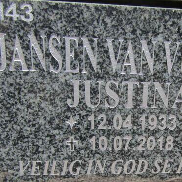 VUUREN Justina, Jansen van 1933-2018