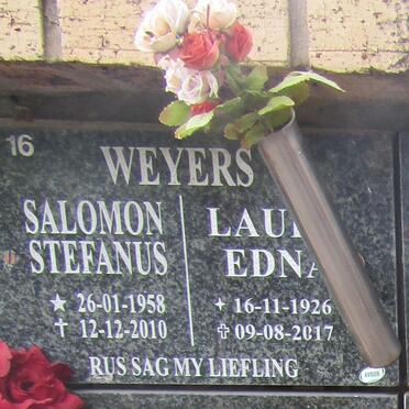 WEYERS Salomon Stefanus 1958-2010 &amp; Lau? Edna 1926-2017