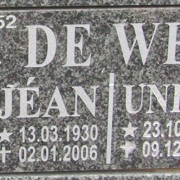 WET Jean, de 1930-2006 &amp; Unity 1929-2016