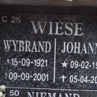 WIESE Wybrand 1921-2001 &amp; Johanna 1921-2005