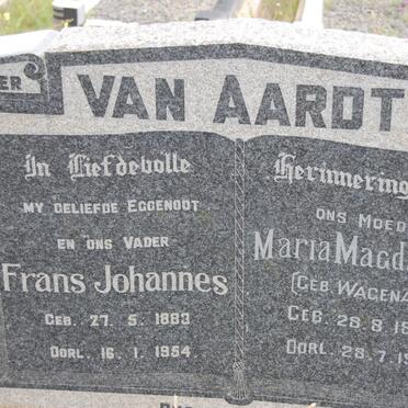 AARDT Frans Johannes, van 1883-1954 &amp; Maria Magdalena WAGENAAR 1886-1977
