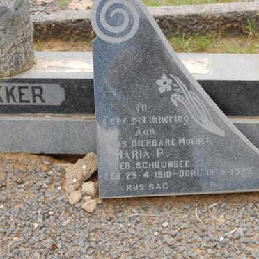 BEKKER Maria P. nee SCHOONBEE 1910-1972