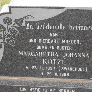 KOTZE Margaretha Johanna nee SWANEPOEL 1897-1983
