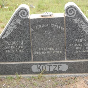 KOTZE Petrus J. 1912-1963 &amp; Alida C. JANSEN V. RENSBURG 1911-1962