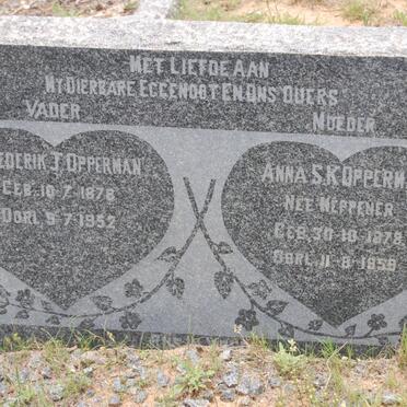 OPPERMAN Diederik J. 1878-1952 &amp; Anna S.K. WEPENER 1878-1958