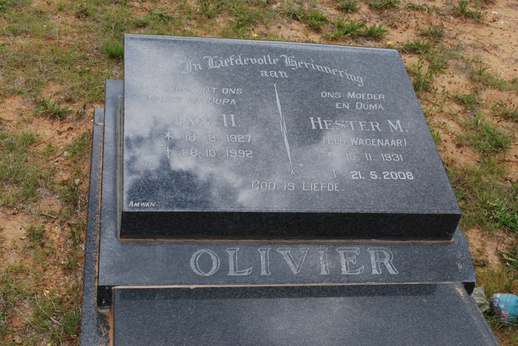 OLIVIER Jan H. 1927-1992 &amp; Hester M. WAGENAAR 1931-2008