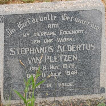PLETZEN Stephanus Albertus, van 1876-1949