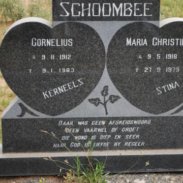 SCHOOMBEE Cornelius 1912-1983 &amp; Maria Christina 1918-1979