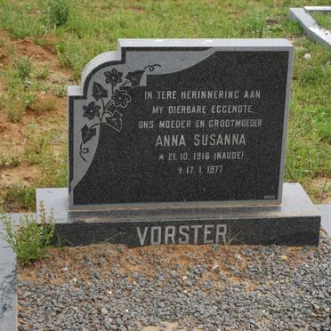 VORSTER Olof Abraham 1912-1992 &amp; Anna Susanna NAUDE 1916-1977