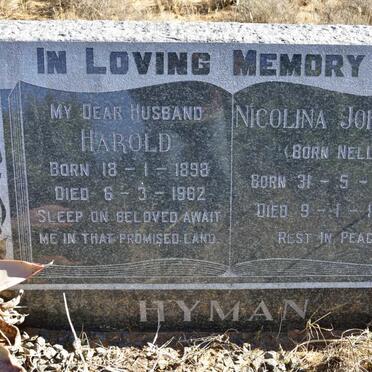 HYMAN Harold 1898-1962 &amp; Nicolina Johanna NELL 1895-1972