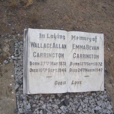 CARRINGTON Wallace Allan 1875-1946 &amp; Emma Bevan 1872-1947