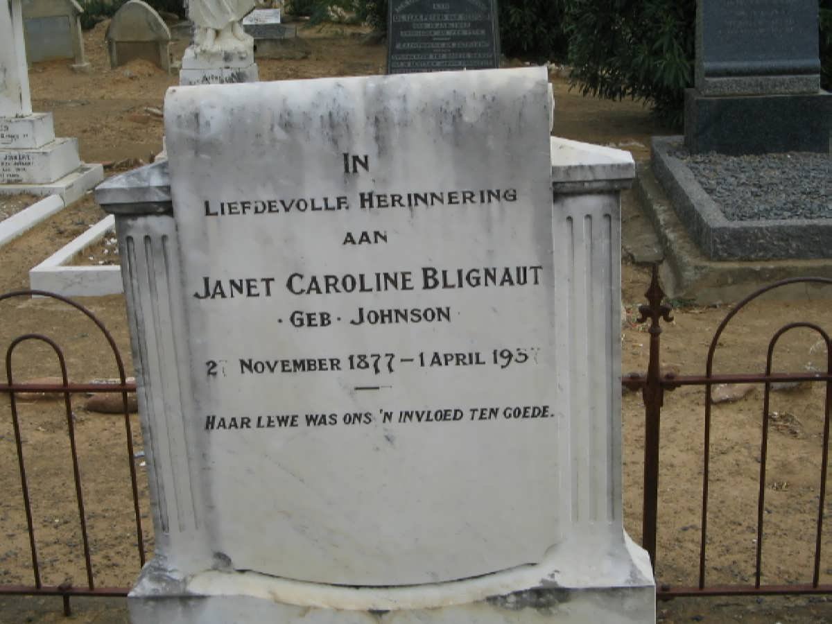 BLIGNAUT Janet Caroline nee JOHNSON 1877-1937