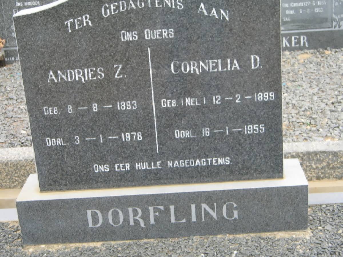 DORFLING Andries Z. 1893-1978 &amp; Cornelia D. 1899-1955