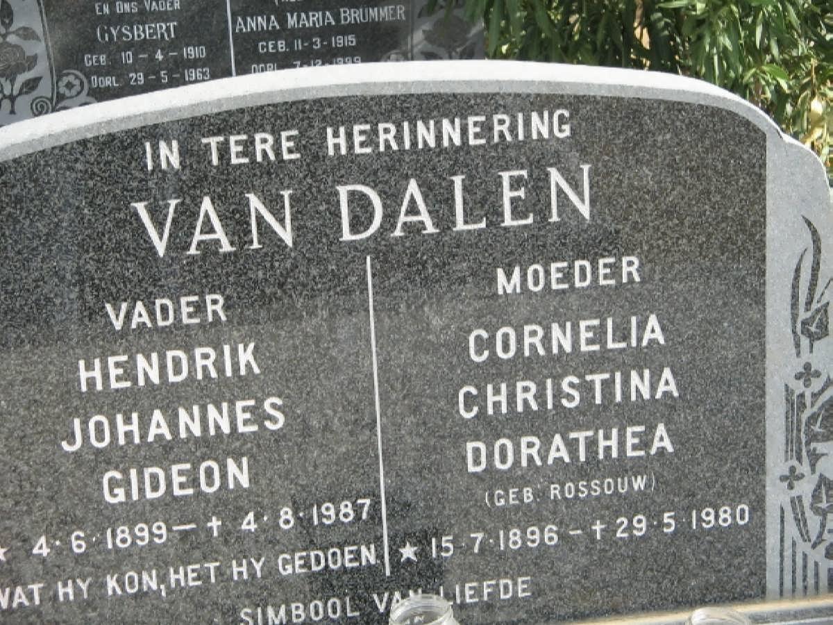 DALEN Hendrik Johannes Gideon, van 1899-1987 &amp; Cornelia Christina Dorathea ROSSOUW 1896-1980
