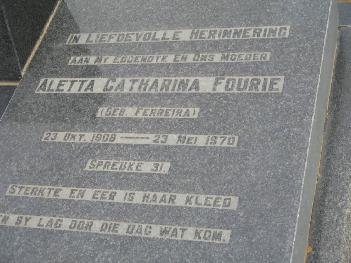 FOURIE Aletta Catharina nee FERREIRA 1908-1970