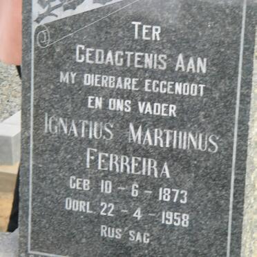 FERREIRA Ignatius Marthinus 1873-1958