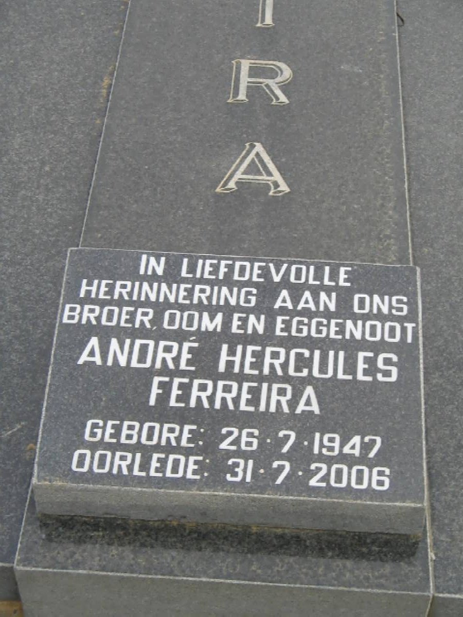FERREIRA George Martinus 1917-2001 &amp; Enid Ellen WATSON 1918-2003 :: FERREIRA Andre Hercules 1947-2006