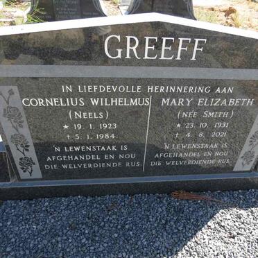GREEFF Cornelius Wilhelmus 1923-1984 & Mary Elizabeth SMITH 1931-2021