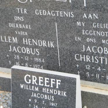 GREEFF Willem Hendrik Jacobus 1884-1974 &amp; Jacoba Christina 1887-1971 :: GREEFF Willem Hendrik Jacobus 1917-1987