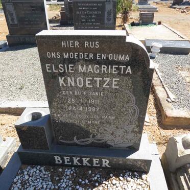 KNOETZE Elsie Magrieta voorheen BEKKER nee DU PISANIE 1911-1982
