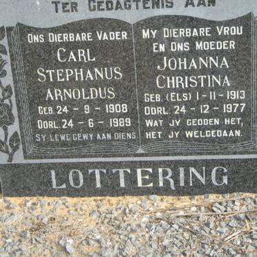 LOTTERING Carl Stephanus Arnoldus 1908-1989 &amp; Johanna Christina ELS 1913-1977