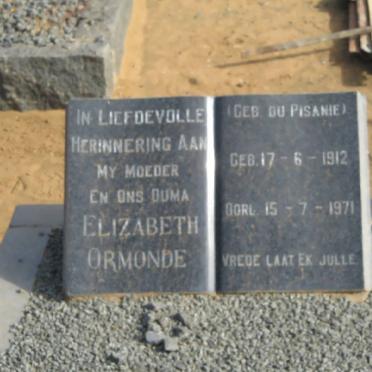 ORMONDE Elizabeth geb DU PISANIE 1912-1971