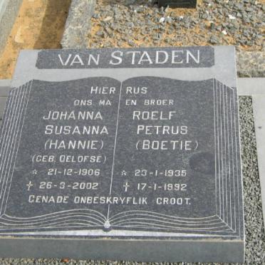 STADEN Johanna Susanna, van 1906-2002 :: VAN STADEN Roelf Petrus 1935-1992