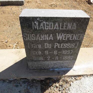 WEPENER Magdalena Susanna nee DU PLESSIS 1897-1992