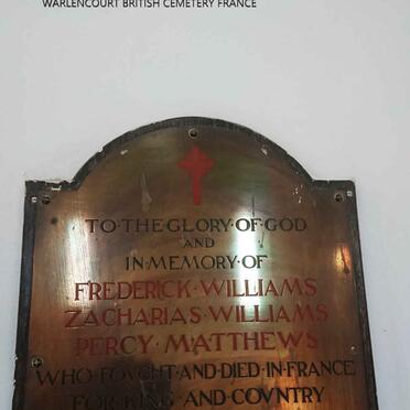 WILLIAMS Frederick William Samuel 1898-1918 :: WILLIAMS Zacharias Joseph 1900-1918 :: MATTHEWS Percy Victor -1916