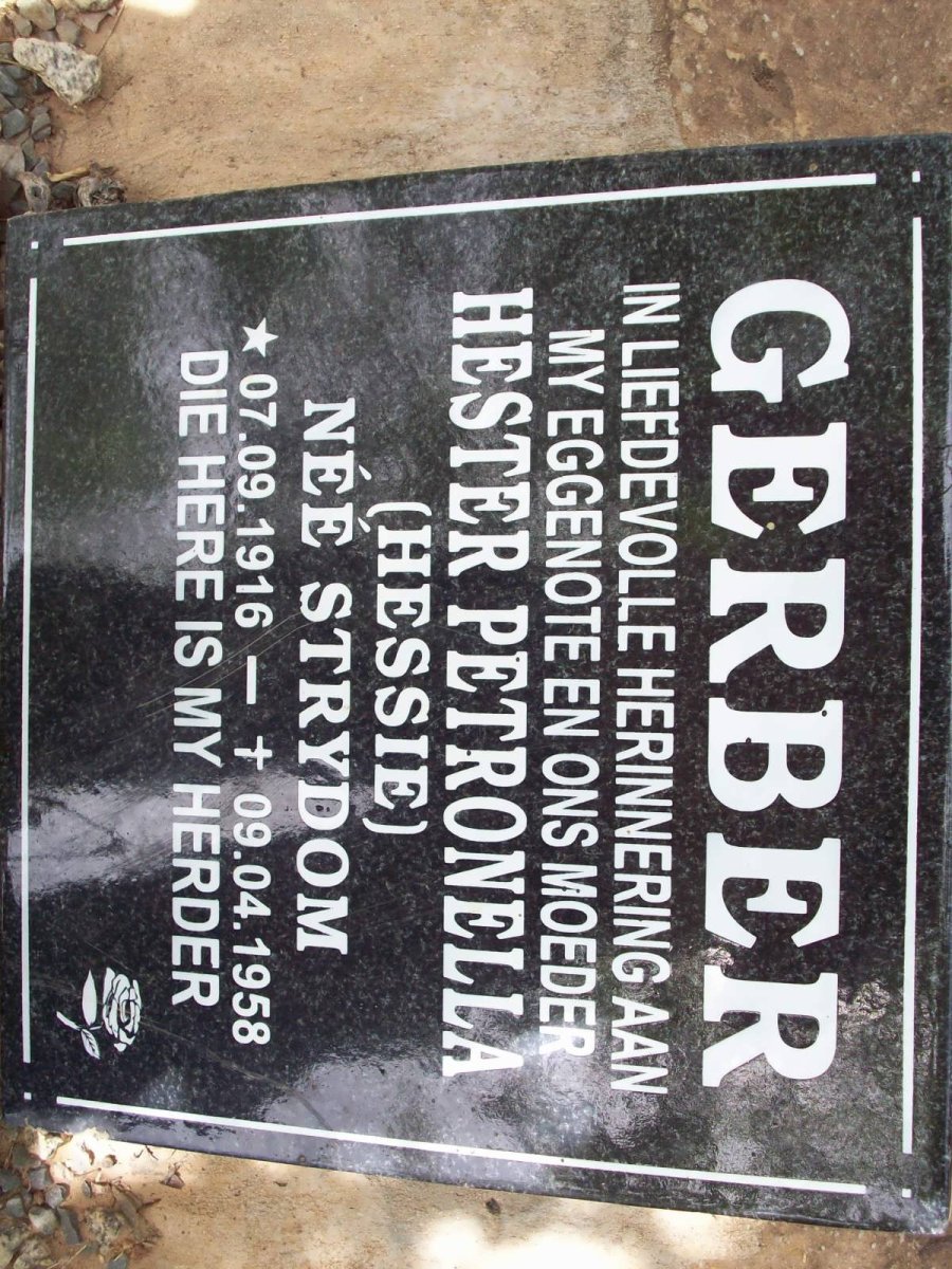 GERBER Hester Petronella nee STRYDOM 1916-1958