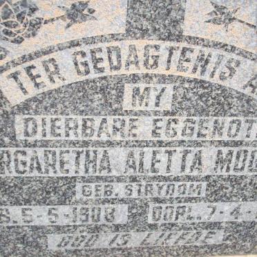 MOGGEE Margaretha Aletta nee STRYDOM 1908-1936
