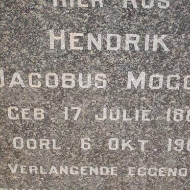 MOGGEE Hendrik Jacobus 1885-1961