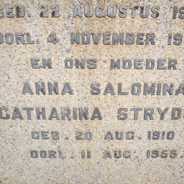 STRYDOM Johannes Jurie 1903-1943 &amp; Anna Salomina Catharina 1910-1955