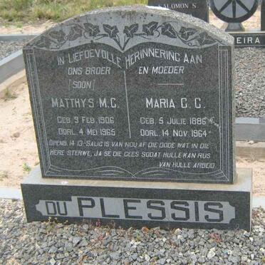 PLESSIS Matthys M.C., du 1906-1965 &amp; Maria C.C. 1886-1964