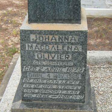 OLIVIER Johanna Magdalena nee SCHREIBER 1879-1966