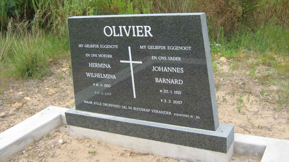 OLIVIER Johannes Barnard 1921-2007 &amp; Hermina Wilhelmina 1920-2011