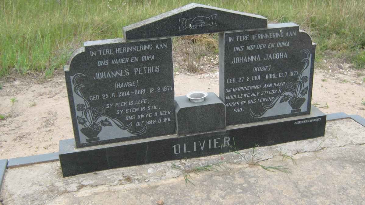 OLIVIER Johannes Petrus 1904-1977 & Johanna Jacoba 1901-1977