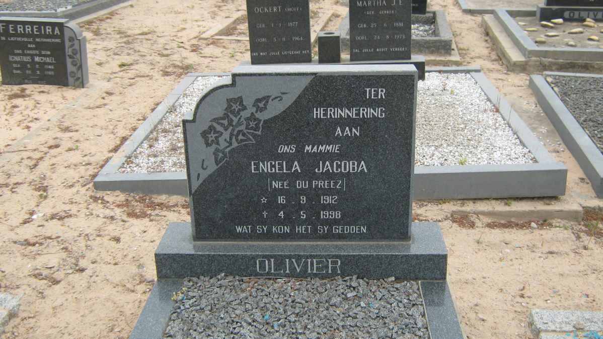OLIVIER Engela Jacoba nee DU PREEZ 1912-1998