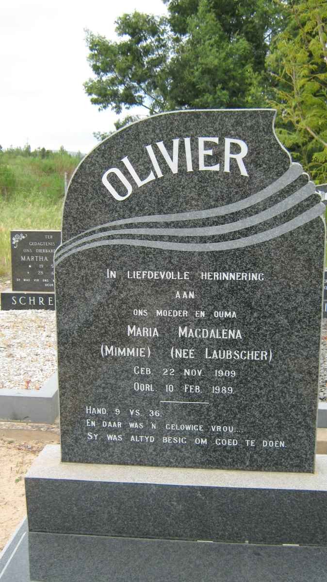 OLIVIER Maria Magdalena nee LAUBSCHER 1909-1989