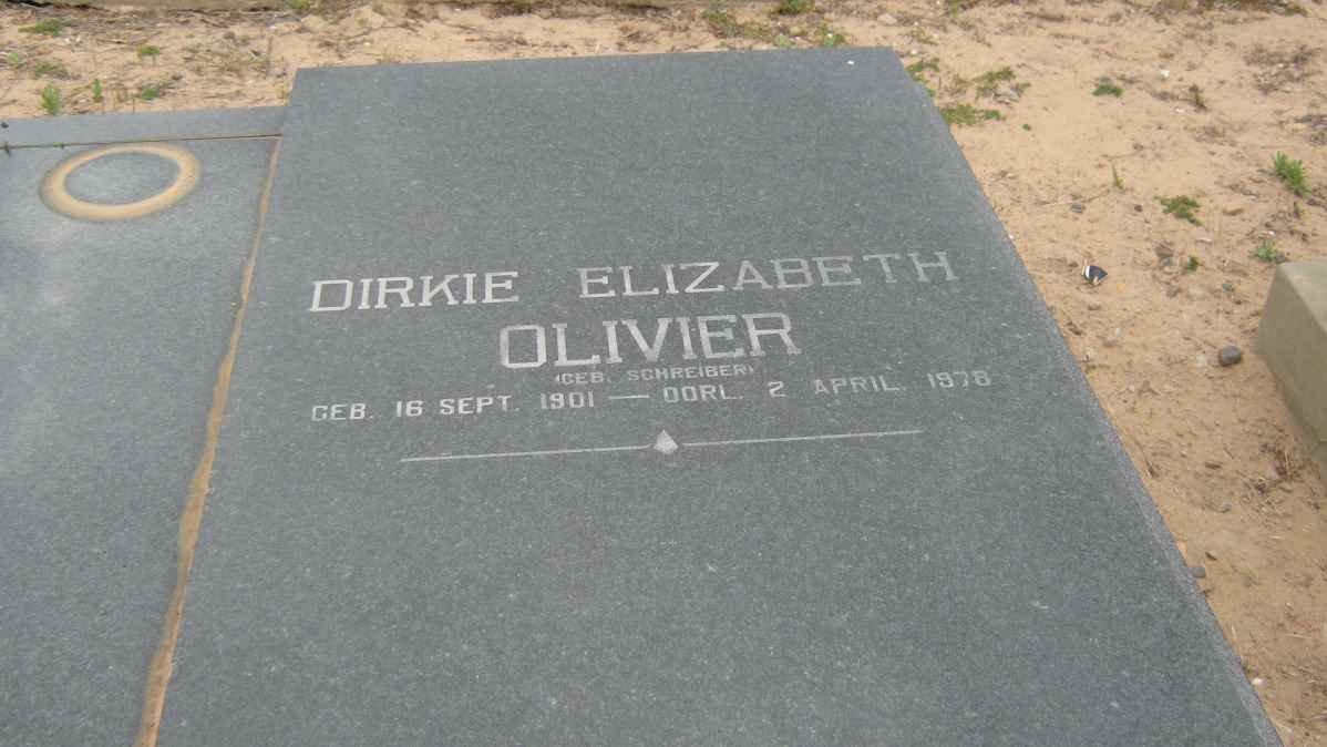 OLIVIER Dirkie Elizabeth nee SCHREIBER 1901-1978