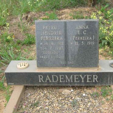 RADEMEYER Petrus Hendrik 1912-1987 &amp; Anna E.C. FERREIRA 1919-