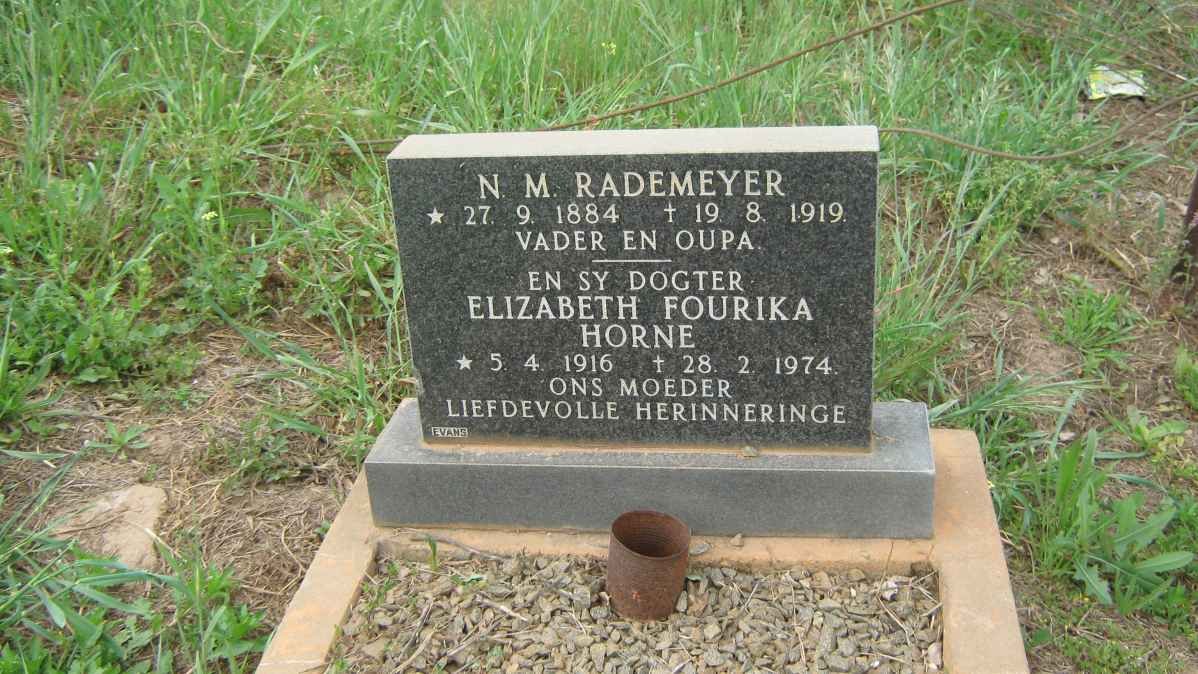 RADEMEYER N.M. 1884-1919 :: HORNE Elizabeth Fourika 1916-1974