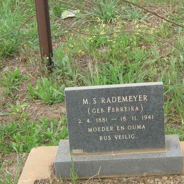 RADEMEYER M.S. nee FERREIRA 1881-1941
