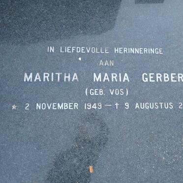 GERBER Martha Maria nee VOS 1949-2001