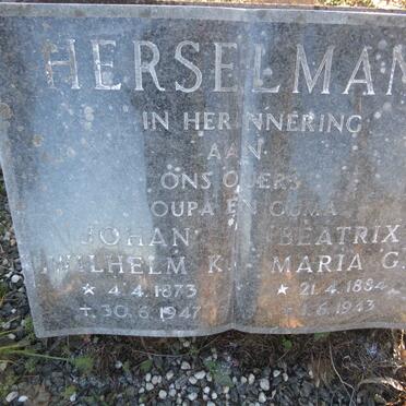 HERSELMAN Johan Wilhelm K. 1873-1947 & Beatrix Maria G. 1884-1943