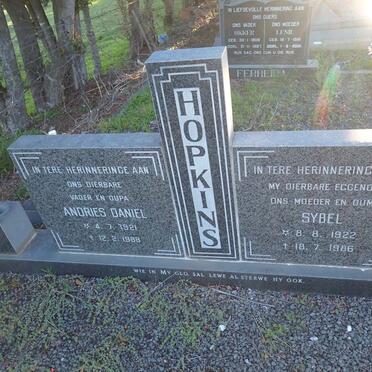 HOPKINS Andries Daniel 1921-1988 & Sybel 1922-1986