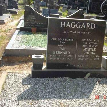 HAGGARD Jan Bernard 1920-1994 &amp; Myrtle Rhoda 1924-1973
