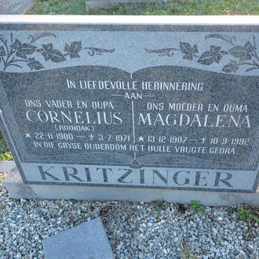 KRITZINGER Cornelius 1900-1971 & Magdalena 1907-1992
