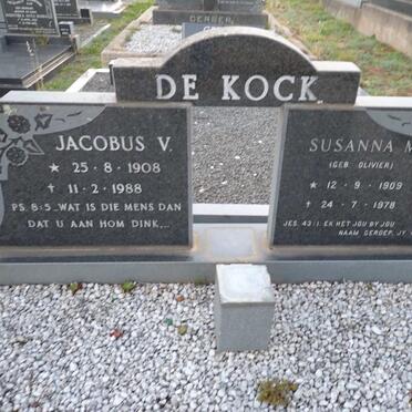 KOCK Jacobus V., de 1908-1988 & Susanna M. OLIVIER 1909-1978