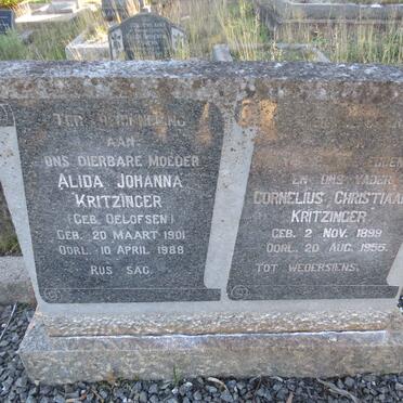 KRITZINGER Cornelius Christiaan 1899-1955 & Alida Johanna OELOFSEN 1901-1988